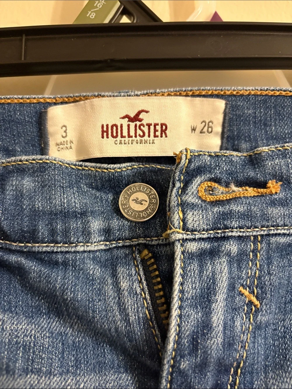 Hollister Women's Blue Distressed Denim Bermuda Shorts